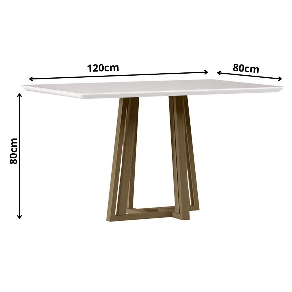 Mesa Sarah 120x80cm - Amêndoa/Off White