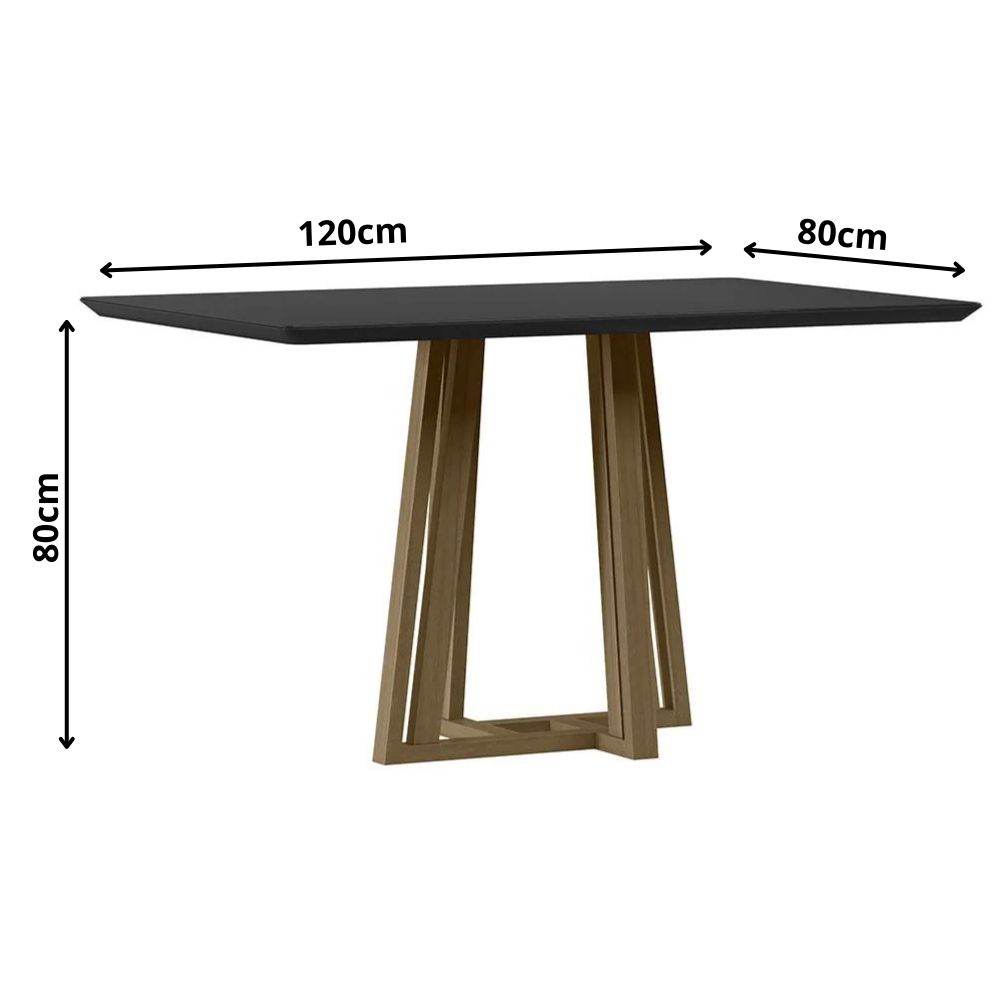 Mesa Sarah 120x80cm - Amêndoa/Preto