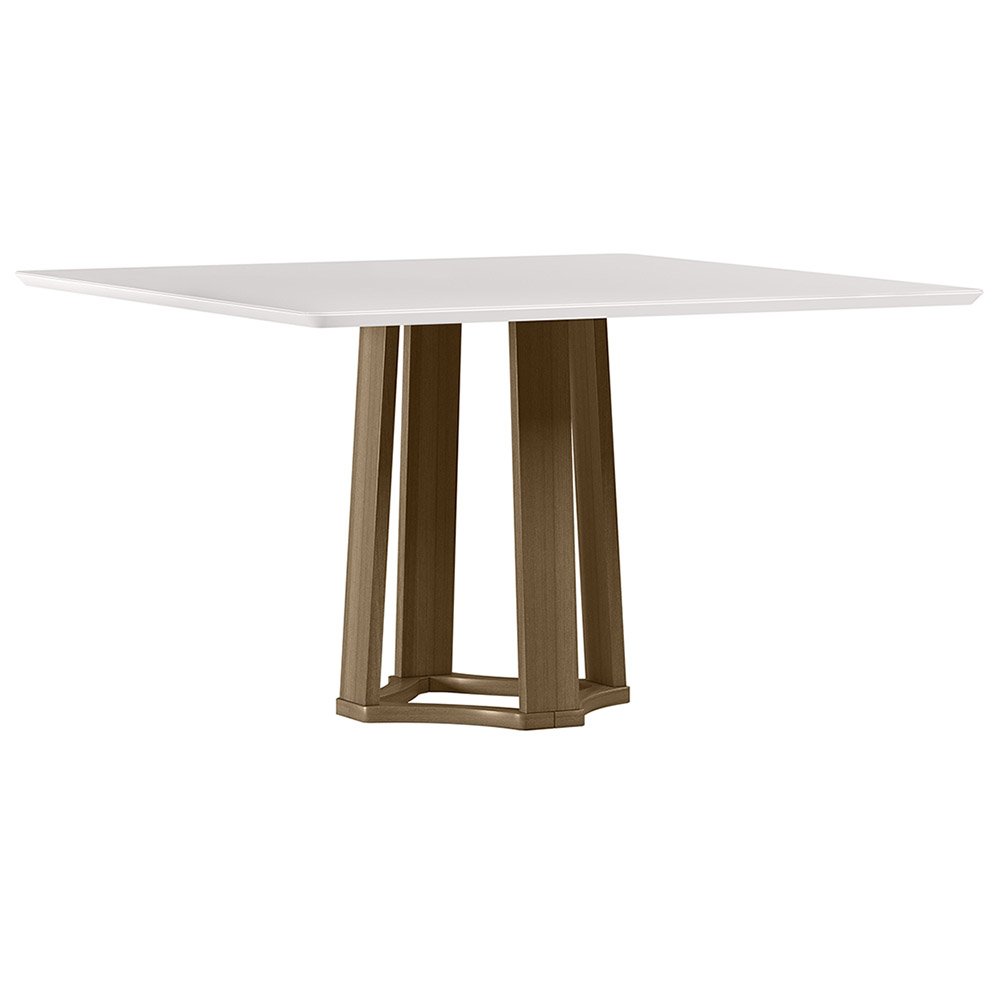 Mesa Treviso 135x135cm - Amêndoa/Off White