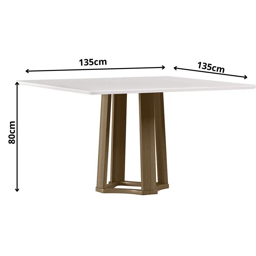 Mesa Treviso 135x135cm - Amêndoa/Off White