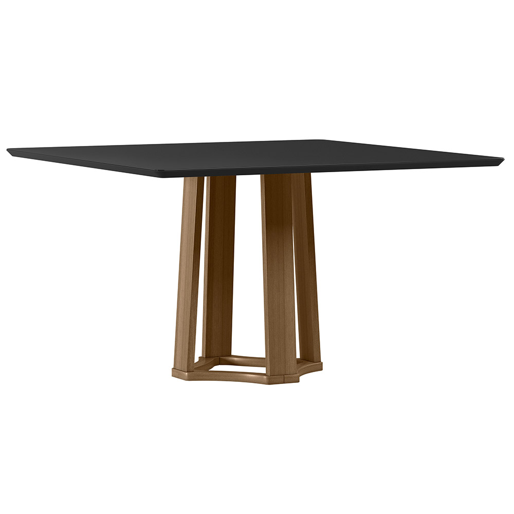 Mesa Treviso 135x135cm - Amêndoa/Preto