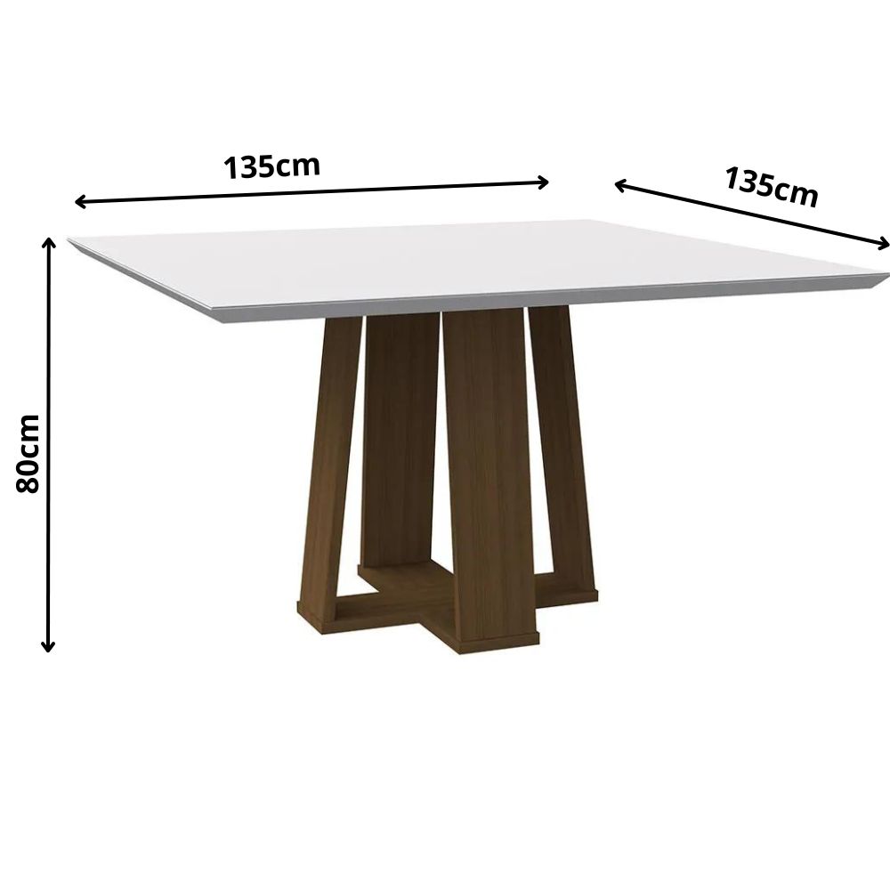 Mesa Valencia 135x135cm - Imbuia/Off White