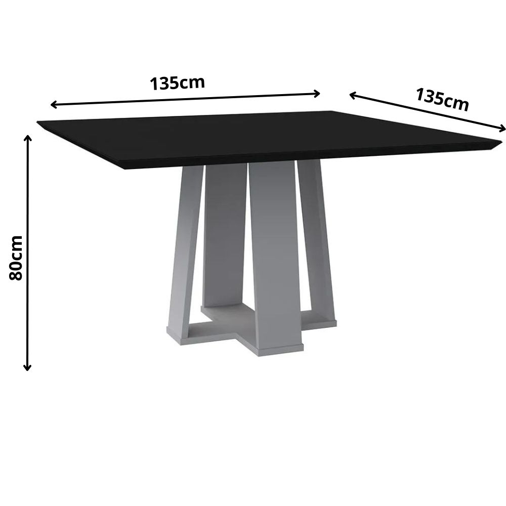 Mesa Valencia 135x135cm - Off White/Preto