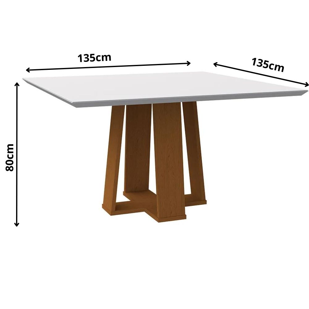 Mesa Valencia 135x135cm - Ypê/Off White