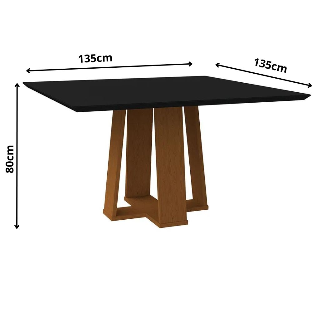 Mesa Valencia 135x135cm - Ypê/Preto
