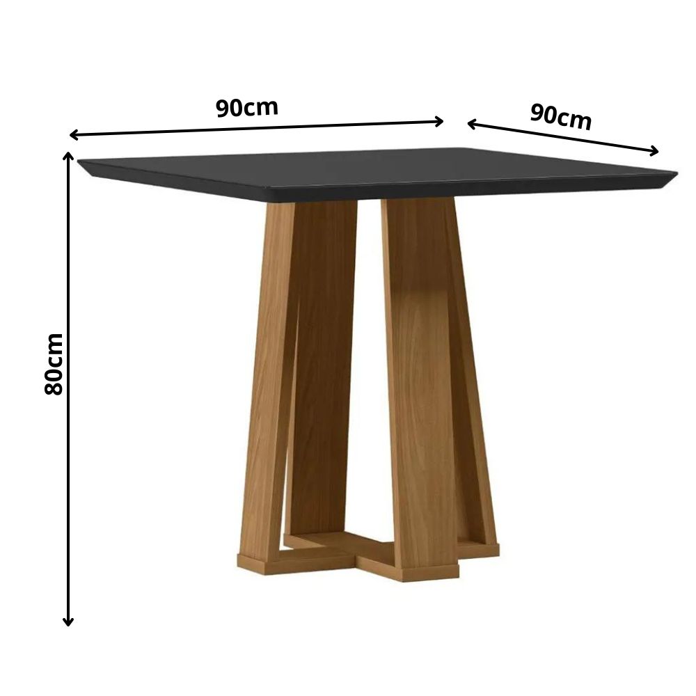 Mesa Valencia 90x90cm - Ypê/preto