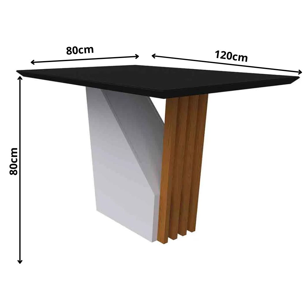 Mesa Veneza 120x80cm - Ypê/Preto