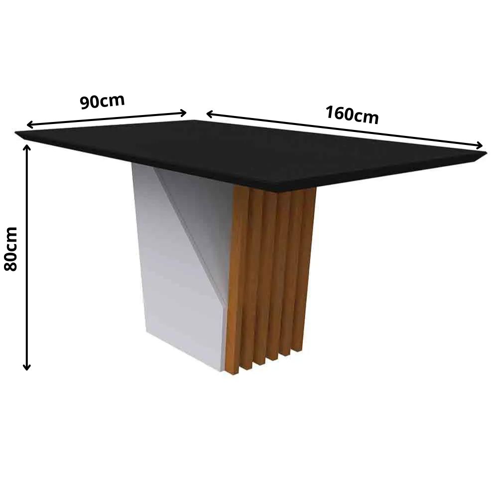 Mesa Veneza 160x90cm - Ypê/Preto