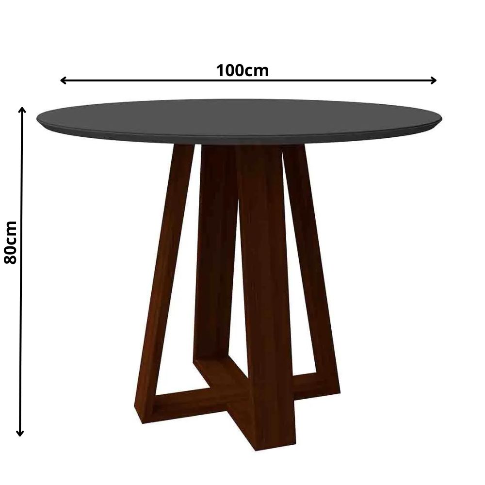 Mesa Vitória 100x100cm - Amêndoa/Cinza