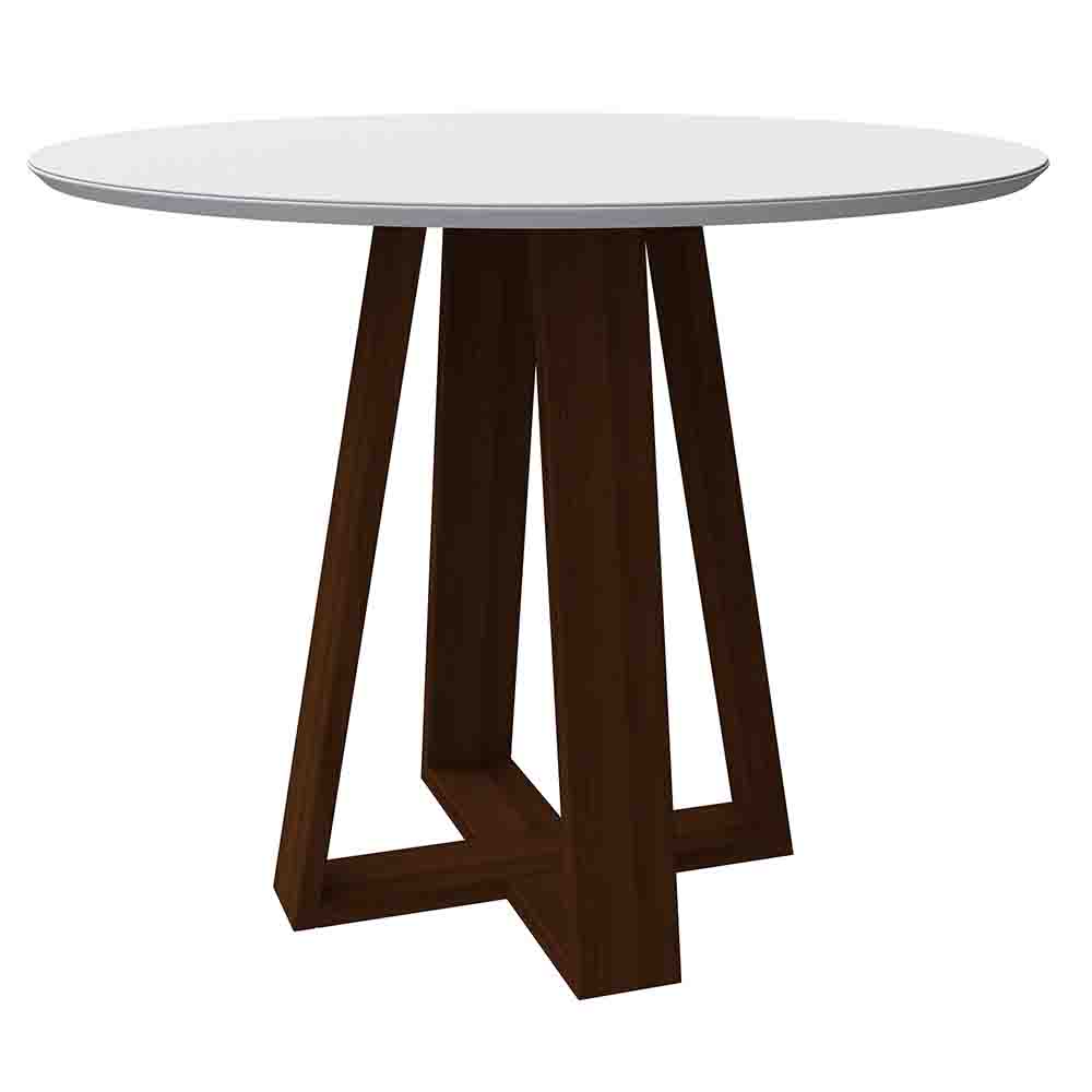 Mesa Vitória 100x100cm - Amêndoa/Off White
