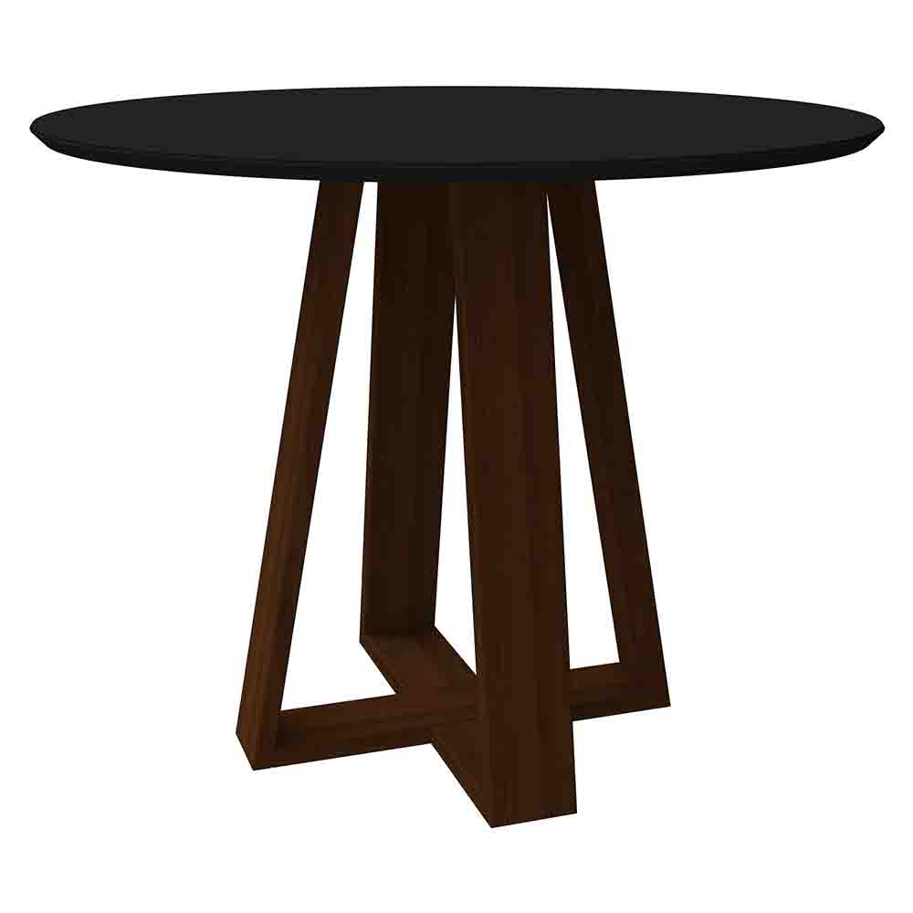 Mesa Vitória 100x100cm - Amêndoa/Preto