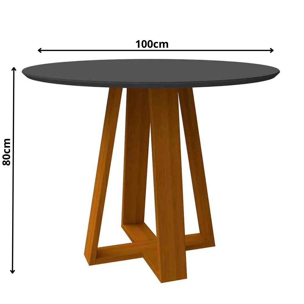 Mesa Vitória 100x100cm - Ypê/Cinza