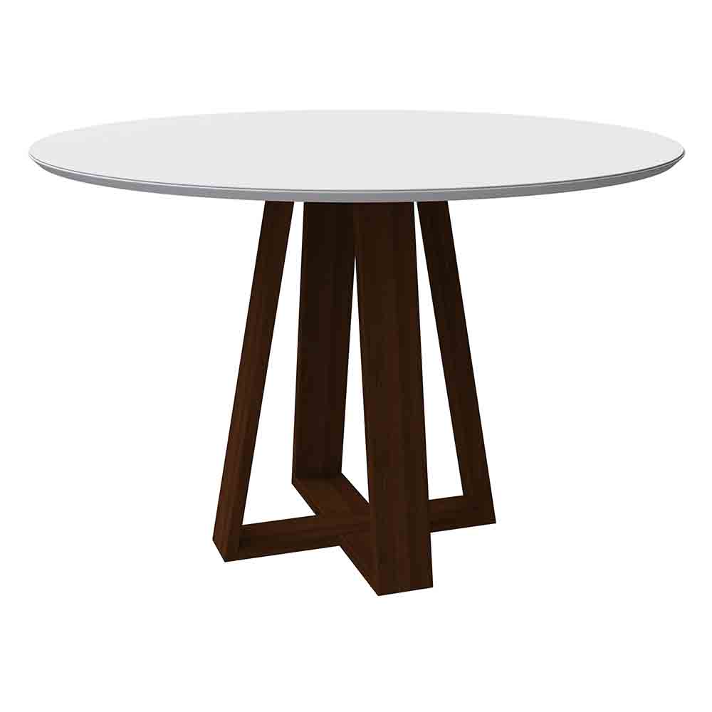 Mesa Vitória 120x120cm - Amêndoa/Off White