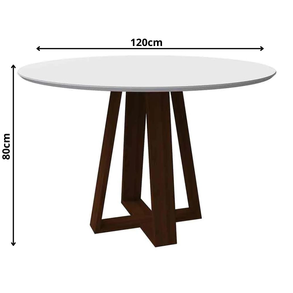Mesa Vitória 120x120cm - Amêndoa/Off White