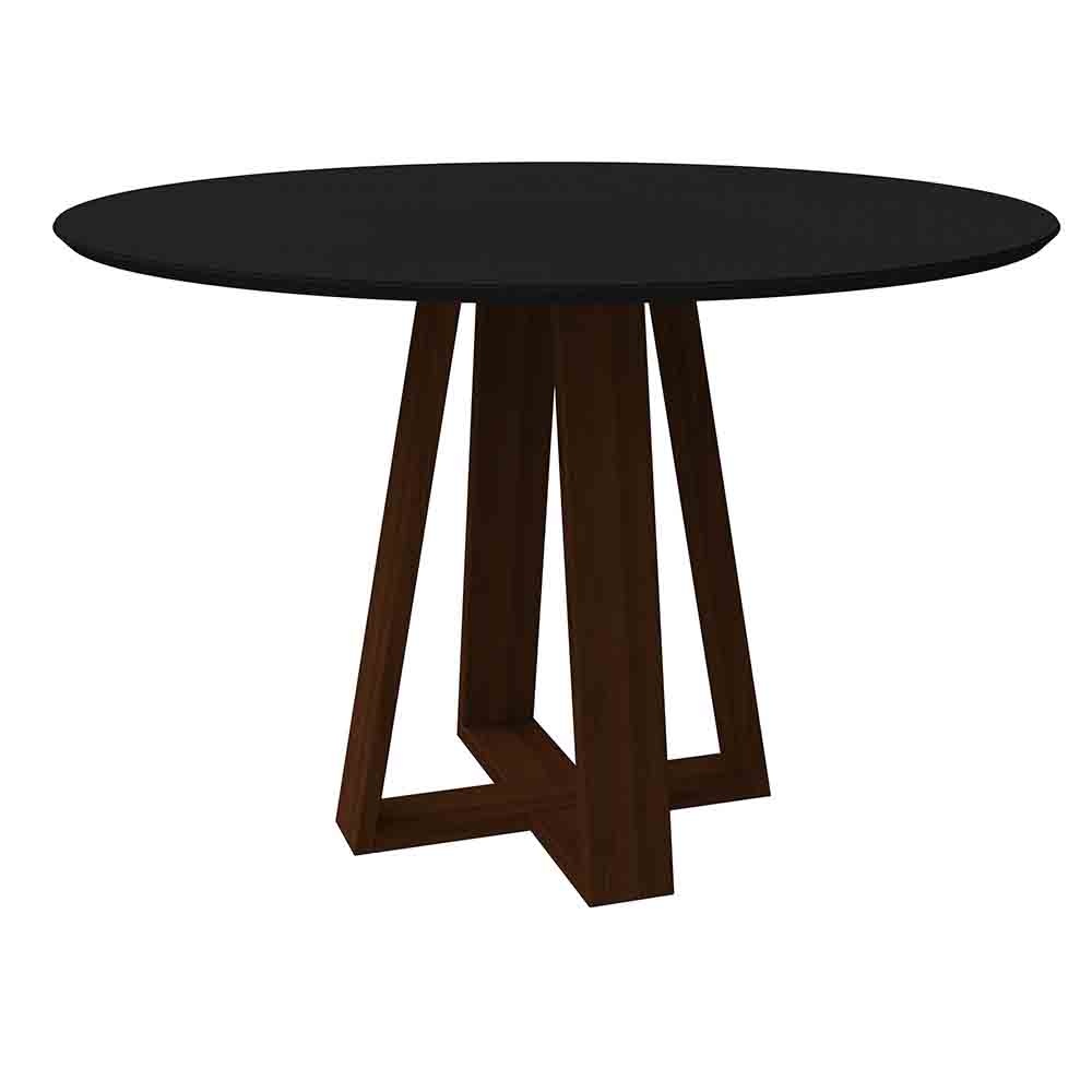 Mesa Vitória 135x135cm - Amêndoa/Preto