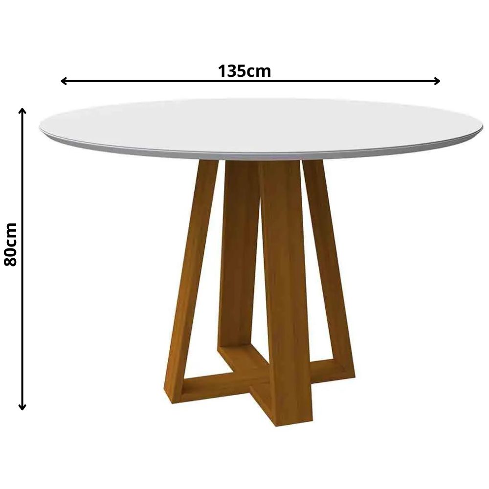 Mesa Vitória 135x135cm - Ypê/Off White