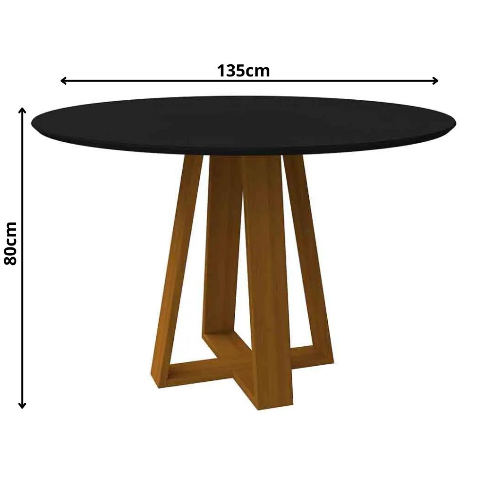 Mesa Vitória 135x135cm - Ypê/Preto