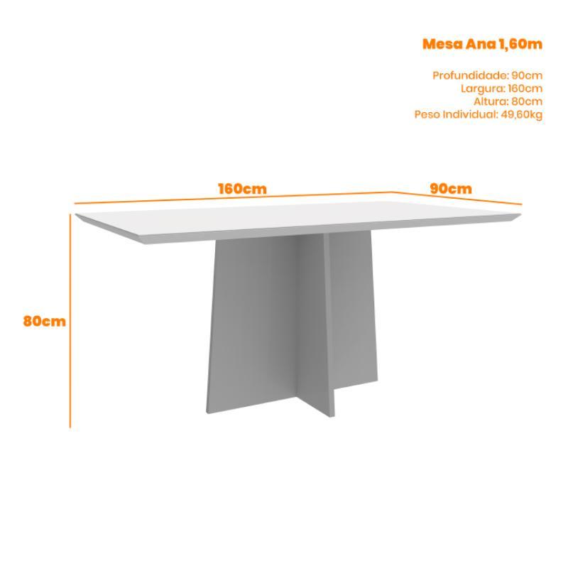 Mesa de Jantar Ana 160x90 Imbuia/Preto - New Ceval