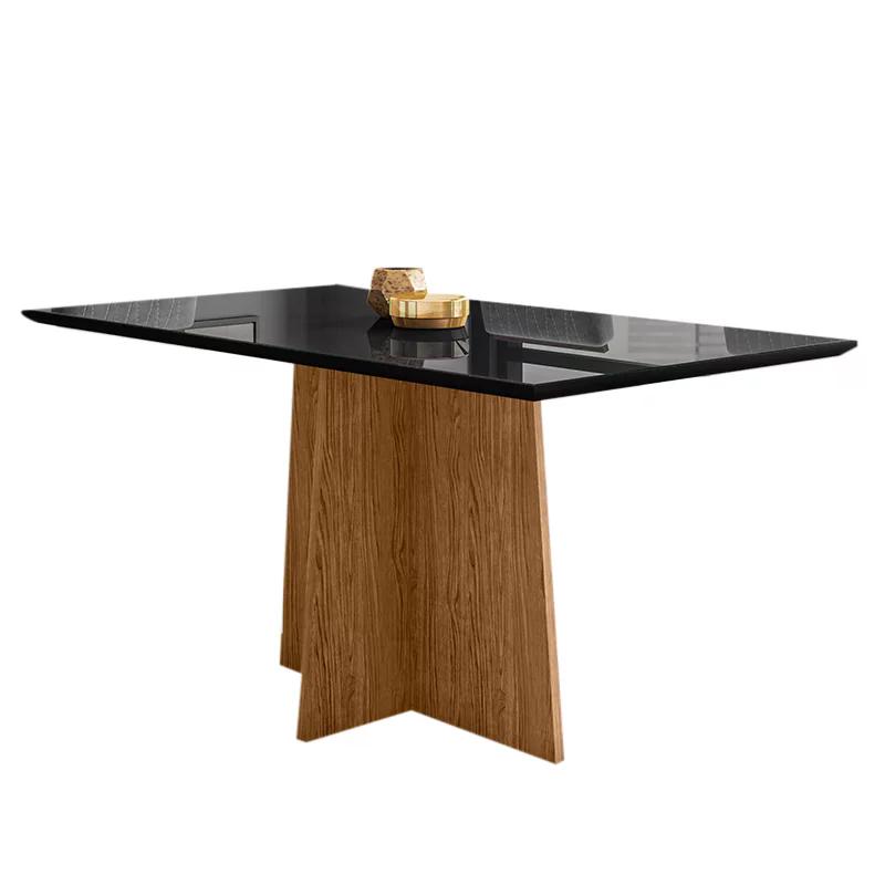 Mesa de Jantar Ana 160x90 Ipê/Preto - New Ceval