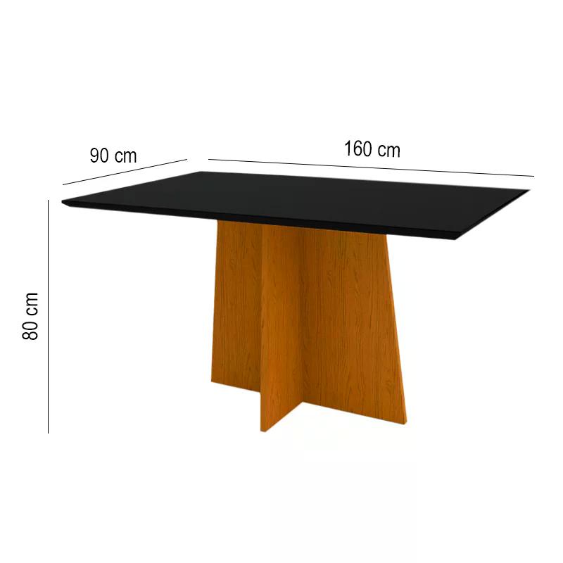 Mesa de Jantar Ana 160x90 Ipê/Preto - New Ceval