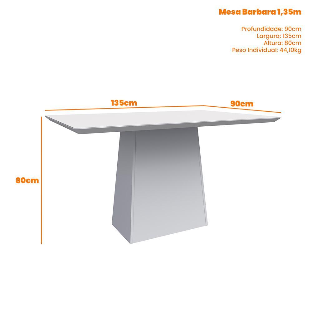 Mesa de Jantar Bárbara 135x90 Imbuia/Off White Tampo em MDF com Vidro - New Ceval