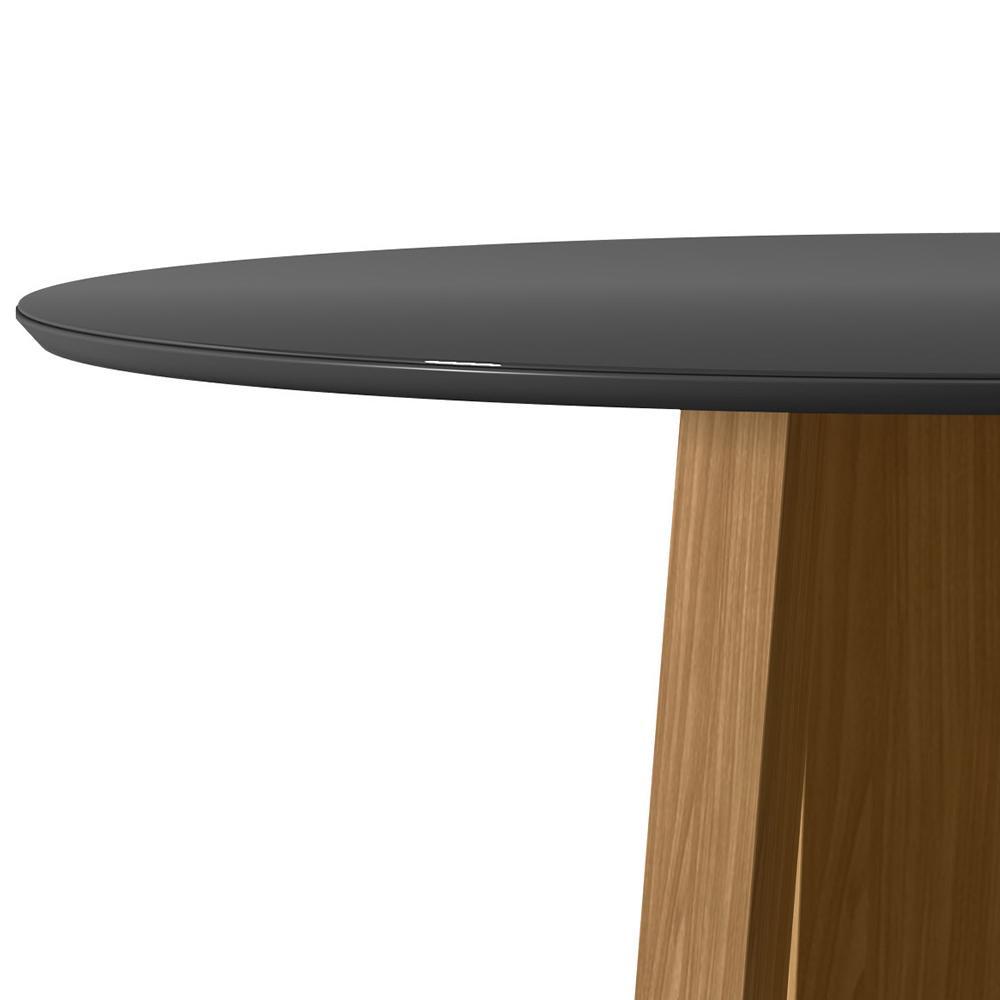 Mesa de Jantar Isabela 100x100 Ypê/Preto Tampo em MDF com Vidro - New Ceval