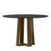 Mesa de Jantar Isabela 120x120 Imbuia/Preto Tampo em MDF com Vidro - New Ceval