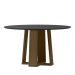 Mesa de Jantar Isabela 135x135 Imbuia/Preto Tampo em MDF com Vidro - New Ceval