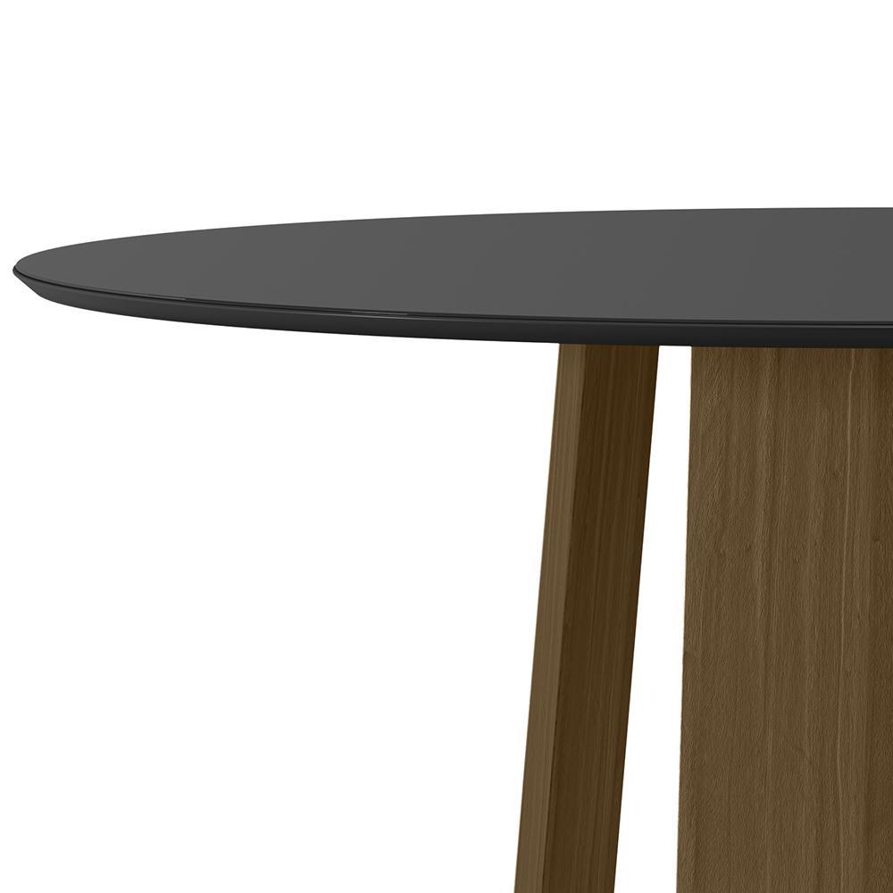 Mesa de Jantar Isabela 135x135 Imbuia/Preto Tampo em MDF com Vidro - New Ceval