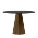 Mesa de Jantar Isis 120x120 Imbuia/Preto Tampo em MDF com Vidro - New Ceval