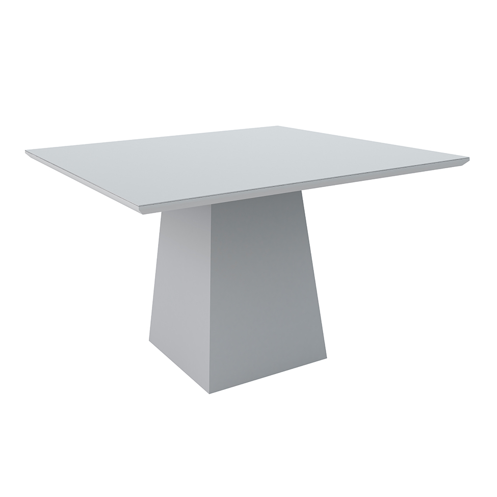 Mesa de Jantar Quadrada com Tampo de Vidro Jasmin Off White 135 cm