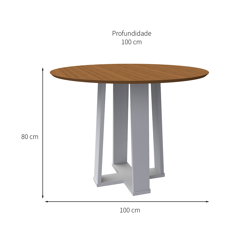 Mesa de Jantar Redonda Isabela Imbuia e Off White 100 cm