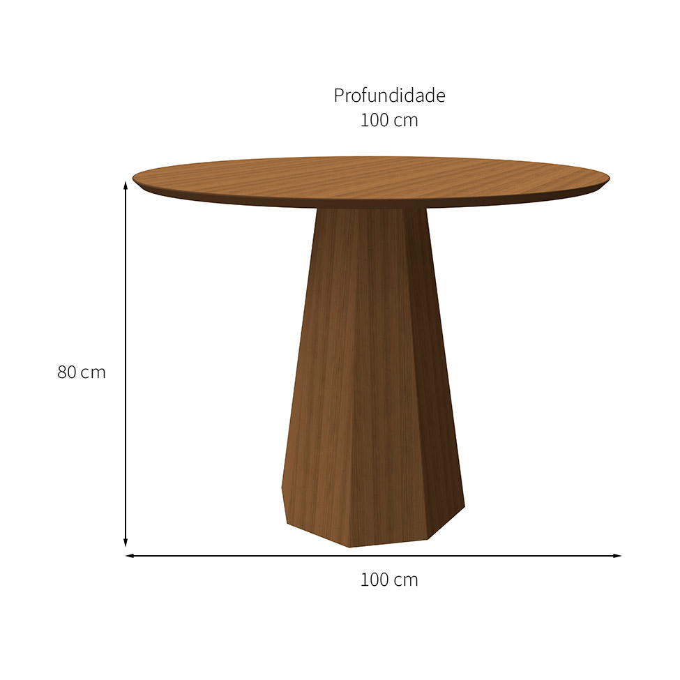 Mesa de Jantar Redonda Isis Imbuia 100 cm