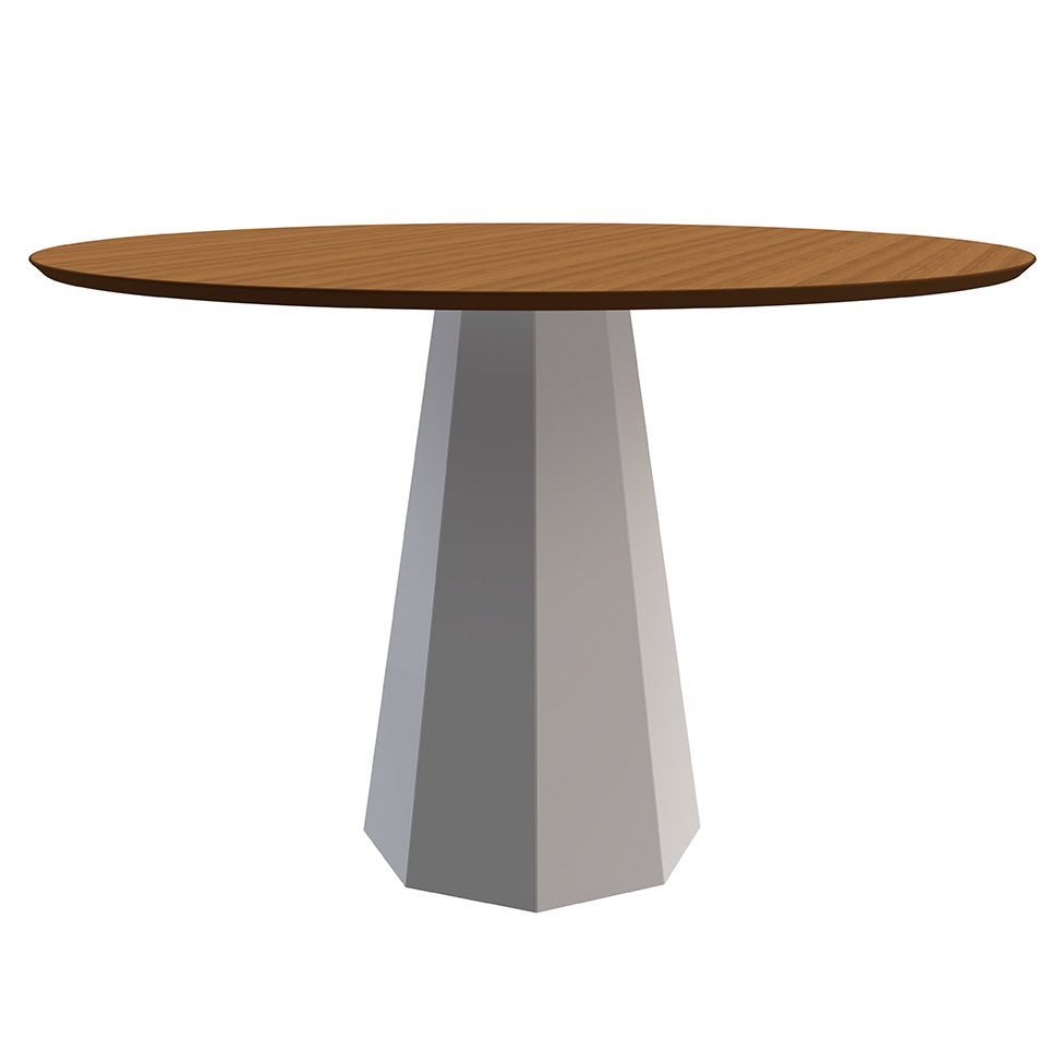 Mesa de Jantar Redonda Isis Imbuia e Off White 117 cm