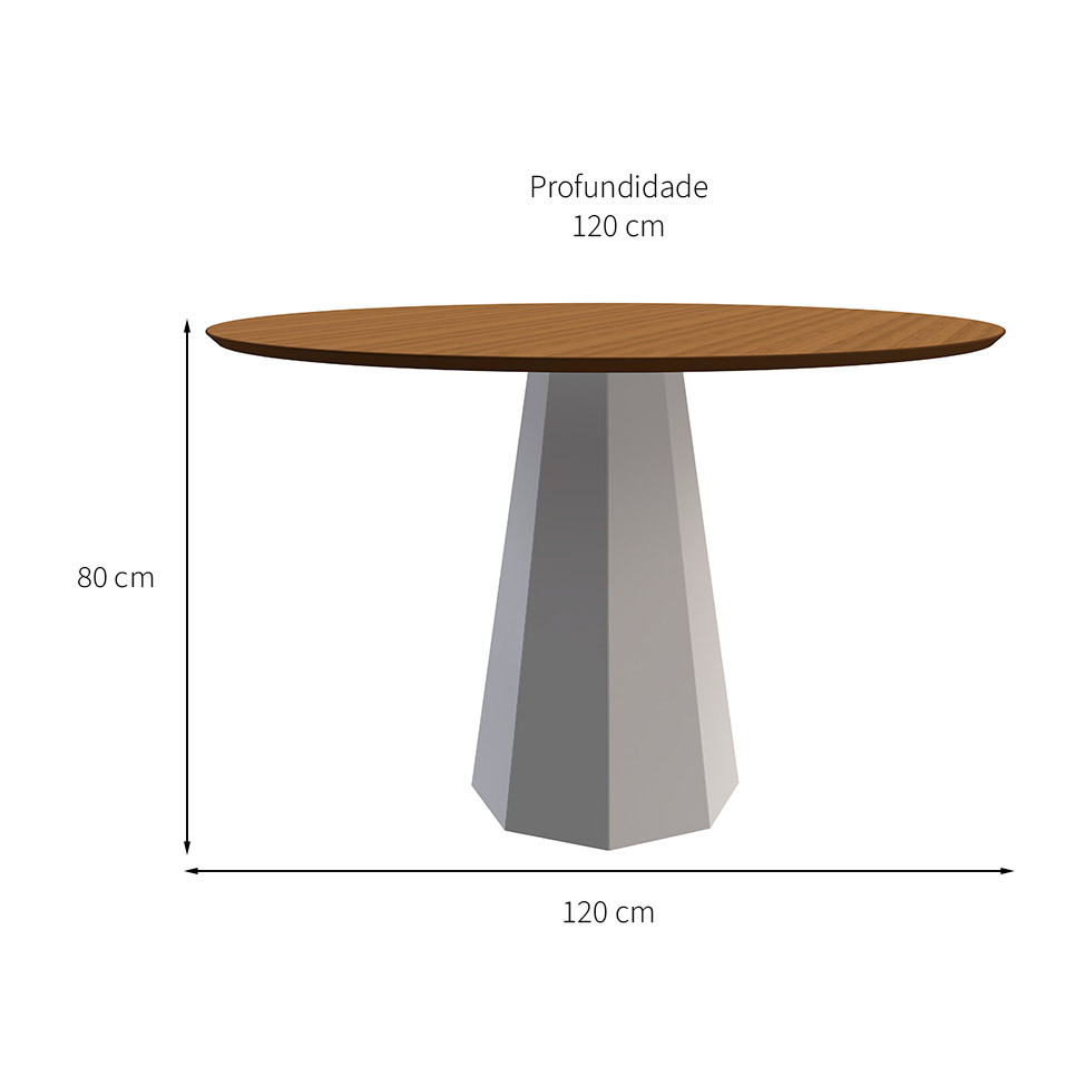 Mesa de Jantar Redonda Isis Imbuia e Off White 117 cm
