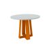 Mesa de Jantar Redonda com Tampo de Vidro Isabela Ipê e Off White 100 cm