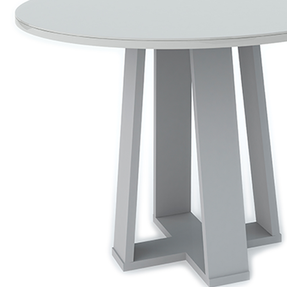 Mesa de Jantar Redonda com Tampo de Vidro Isabela Off White 100 cm