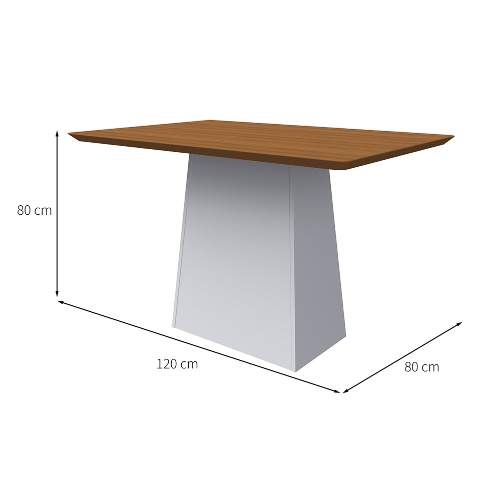 Mesa de Jantar Retangular Bárbara Imbuia e Off White 120 cm
