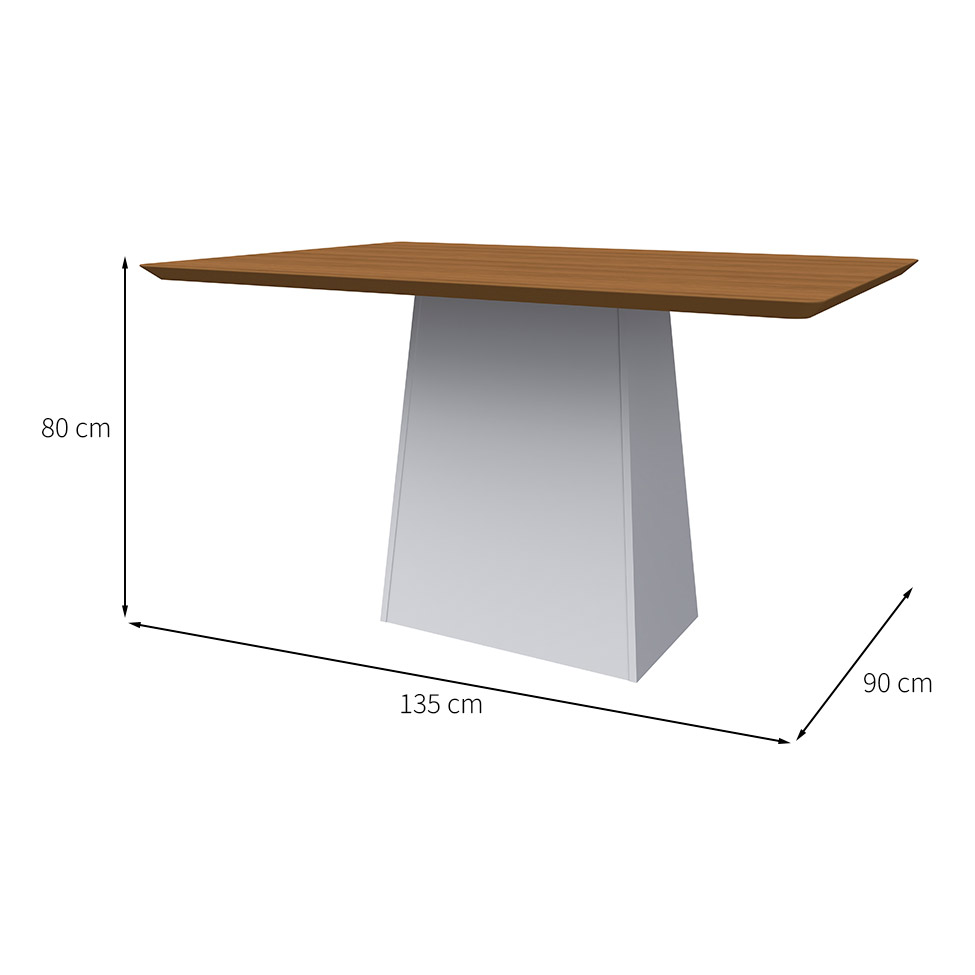 Mesa de Jantar Retangular Bárbara Imbuia e Off White 135 cm