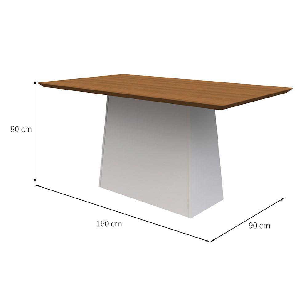 Mesa de Jantar Retangular Bárbara Imbuia e Off White 160 cm