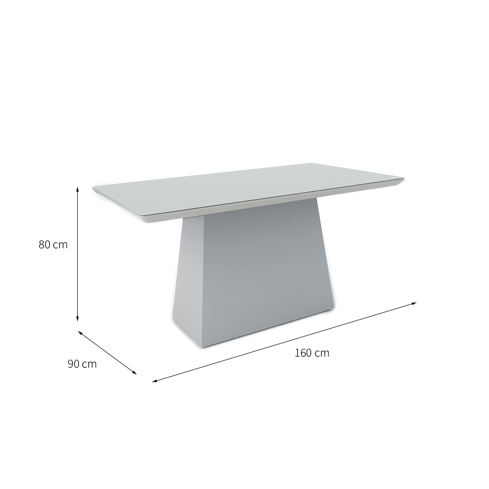 Mesa de Jantar Retangular com Tampo de Vidro Bárbara Off White 160 cm