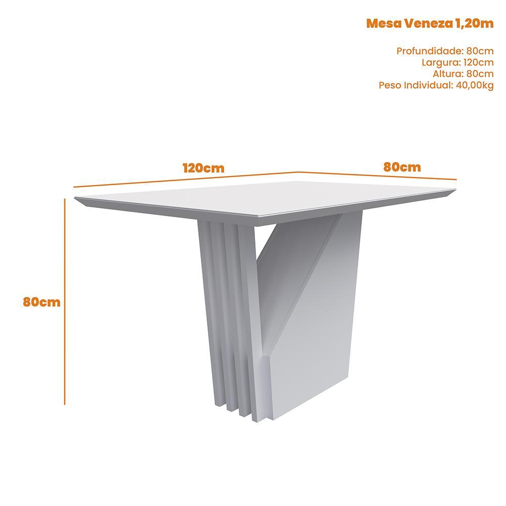 Mesa de Jantar Veneza 120x80 Imbuia/Off White Tampo em MDF com Vidro - New Ceval