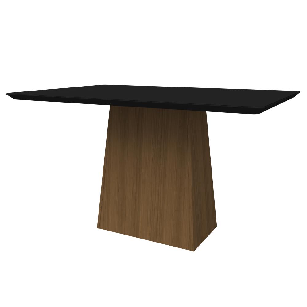 Mesa para Sala de Jantar Tampo Com Vidro 1,35X0,90 Mts Imbuia/Preto Barbara New Ceval