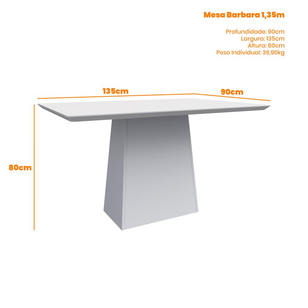 Mesa para Sala de Jantar Tampo Com Vidro 1,35X0,90 Mts Imbuia/Preto Barbara New Ceval