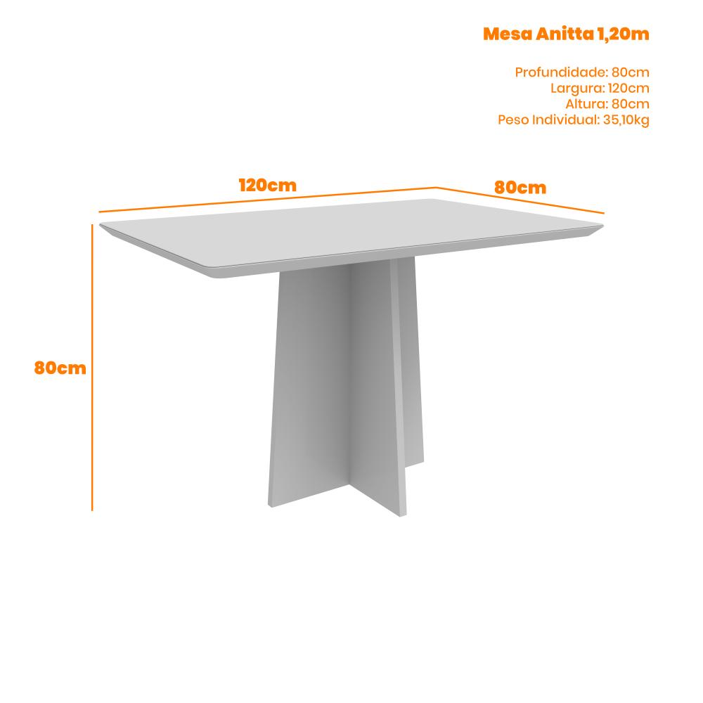 Mesa para Sala de Jantar Tampo com Vidro 1,20X0,80 Mts Imbuia/Preto Anitta New Ceval