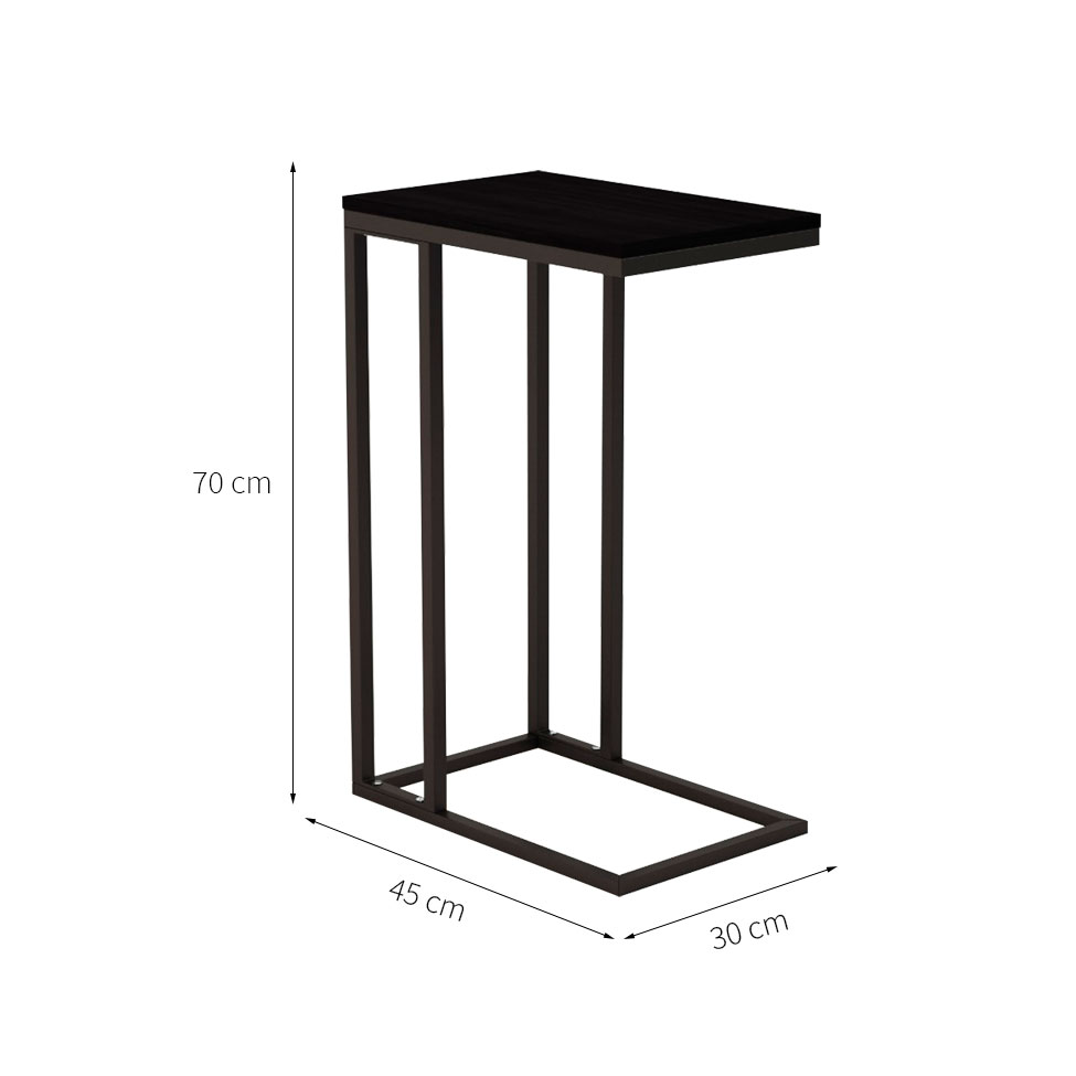 [OUTLET] Mesa Lateral Retangular Elena Wood Preta