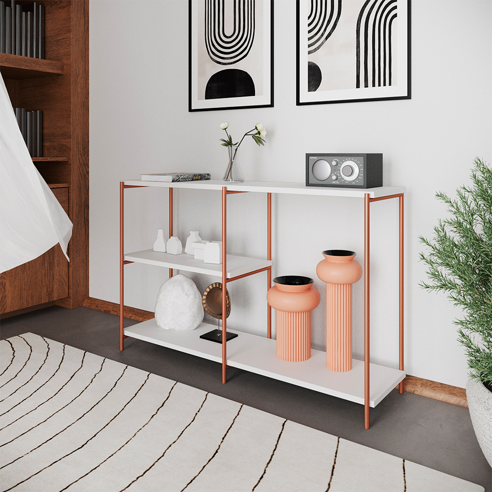 Aparador Artesania Cobre e Branco 120 cm