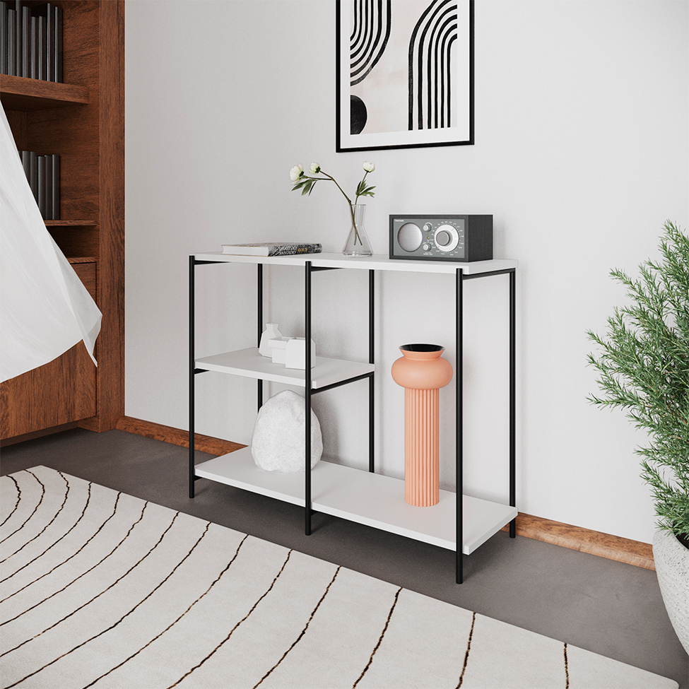 Aparador Artesania Preto e Branco 95 cm