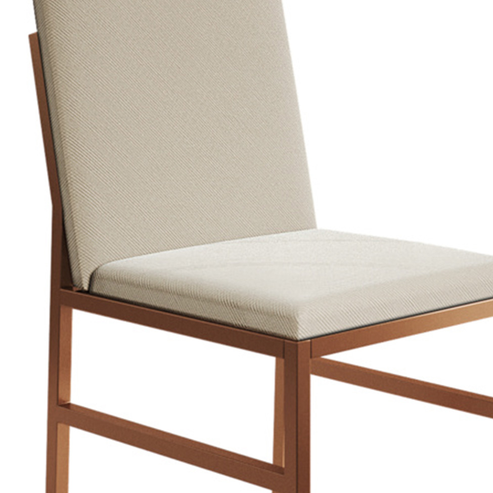 Cadeira Mônaco Premium Veludo Bege e Cobre