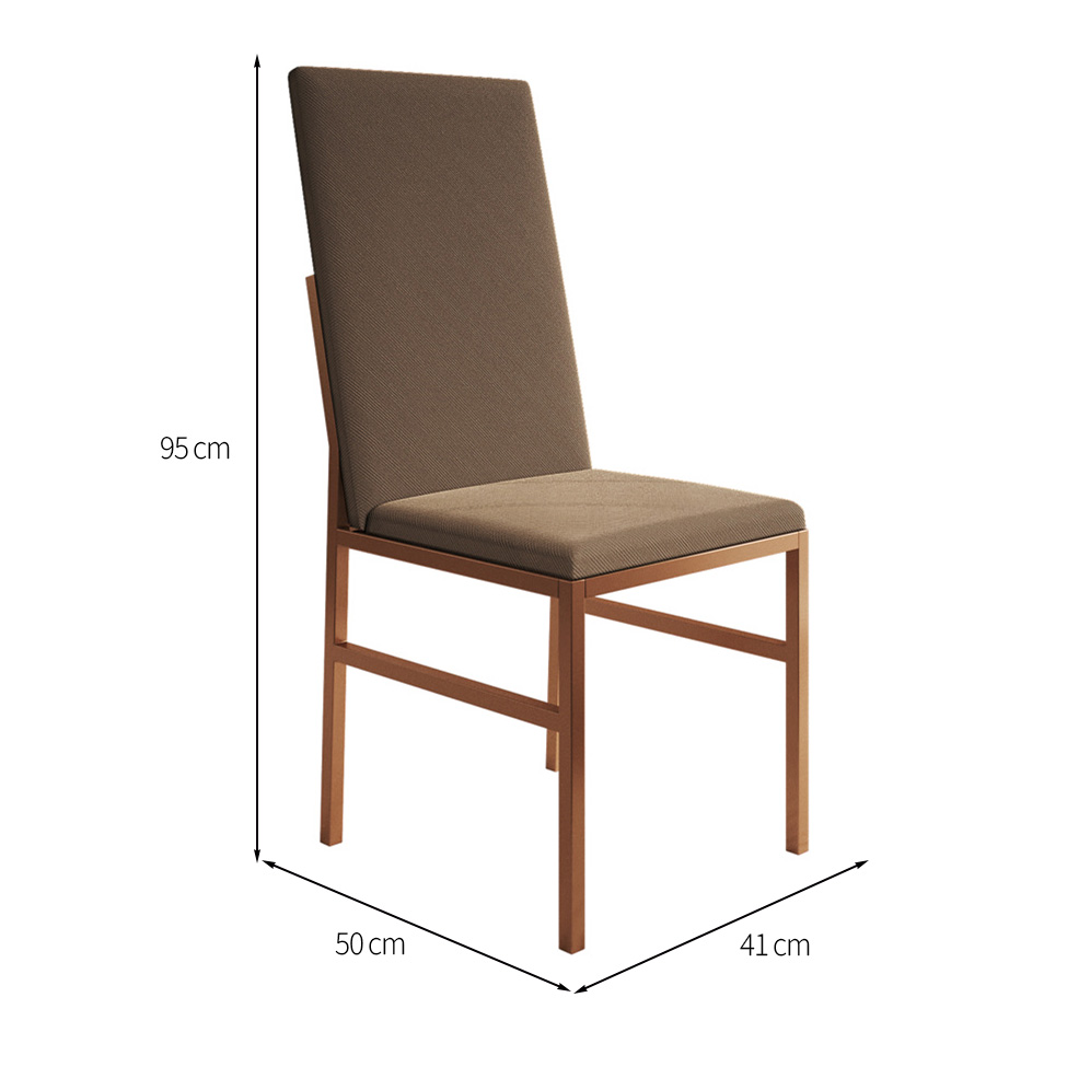 Cadeira Mônaco Premium Veludo Marrom e Cobre